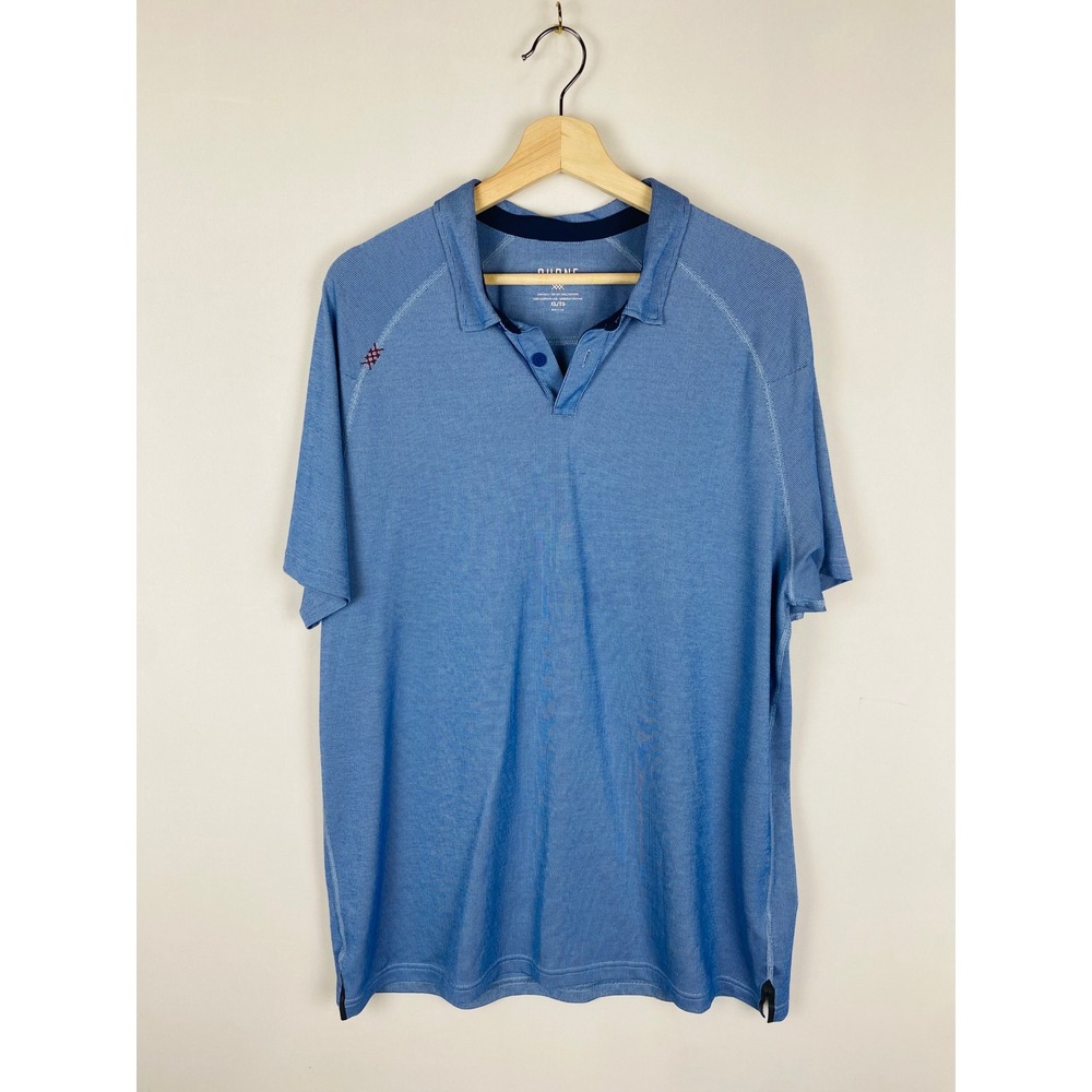Rhone Delta Pique Polo Shirt Mens XL Blue Heathered Short Sleeve Golf 101346